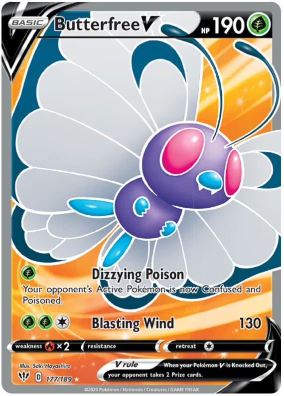 Butterfree V 177/189 Sword & Shield Darkness Ablaze