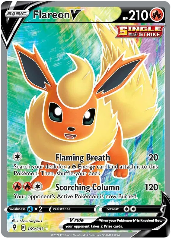 Flareon V 169/203 Sword & Shield Evolving Skies