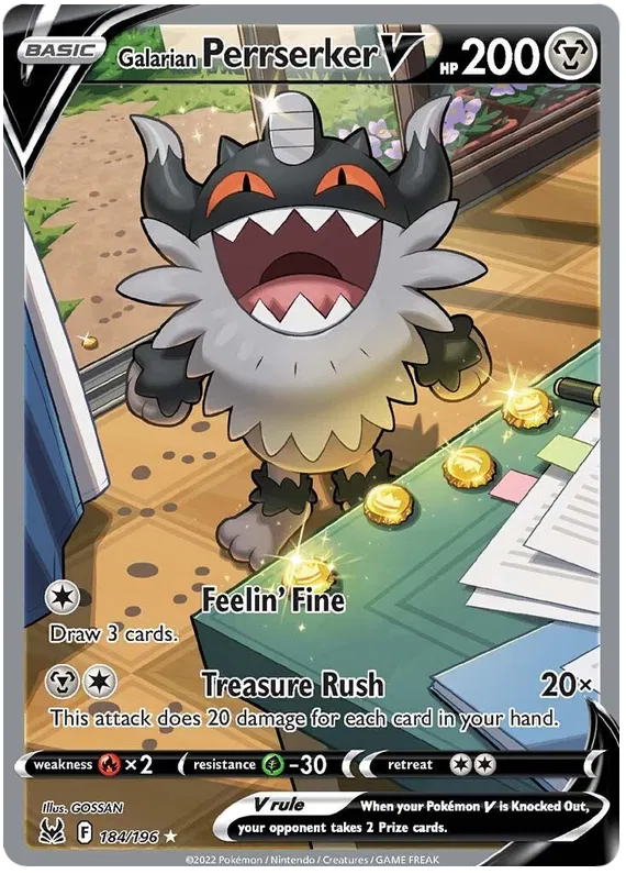 Galarian Perrserker V 184/196 Lost Origin