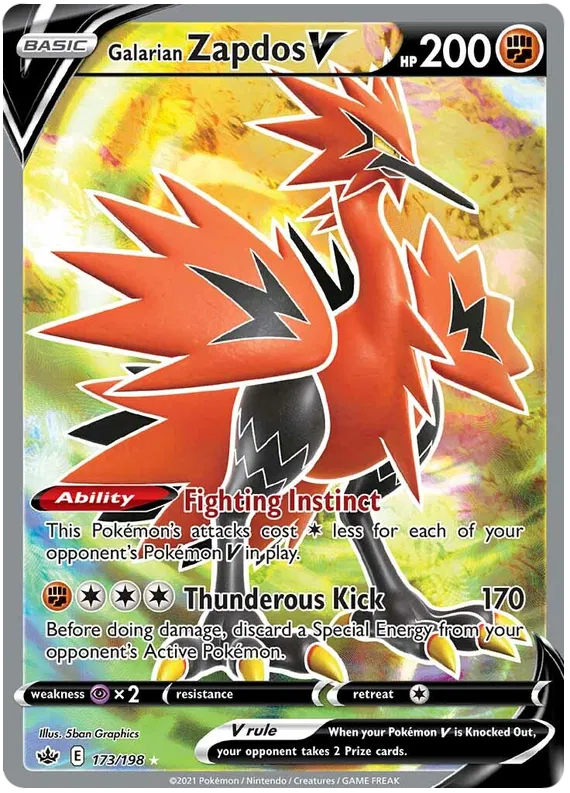 Galarian Zapdos V 173/198 Sword & Shield Chilling Reign
