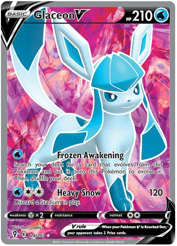 Glaceon V 174/203 Sword & Shield Evolving Skies