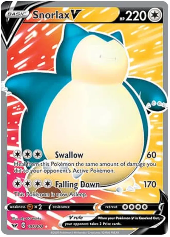 Snorlax V 197/202 Sword & Shield Base Set