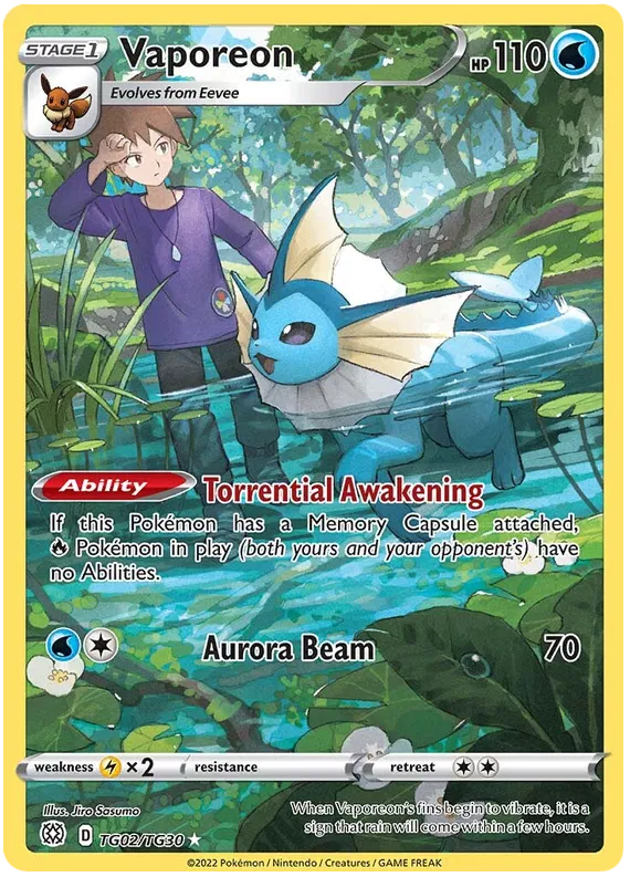 Vaporeon TG02/TG30 Sword & Shield Brilliant Stars Trainer Gallery