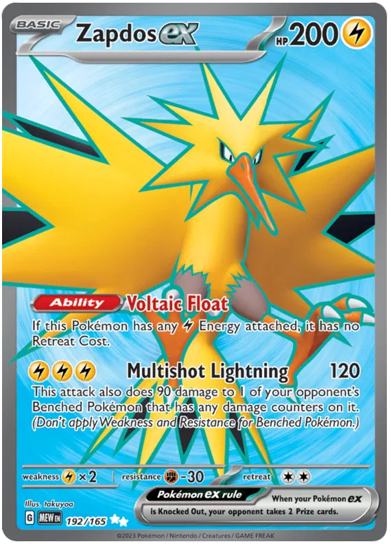 Zapdos ex 192/165 Scarlet & Violet 151