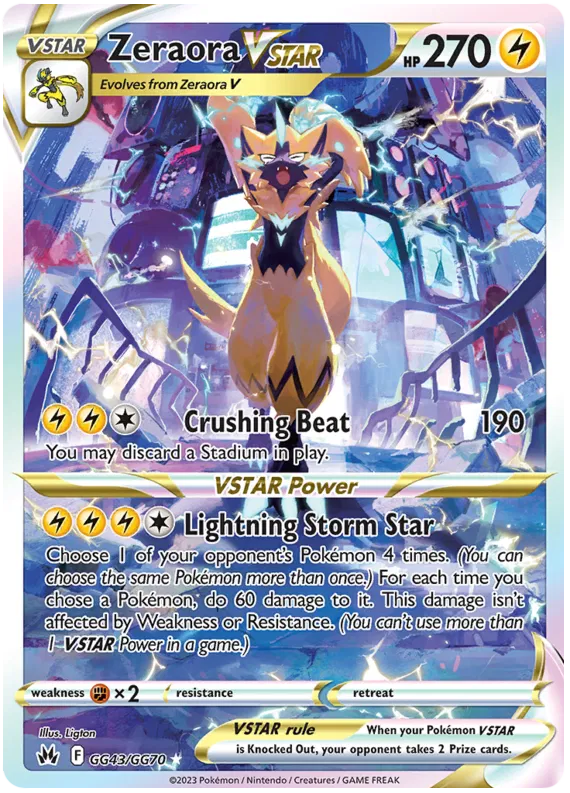 Zeraora VSTAR GG43/GG70 Crown Zenith Galarian Gallery