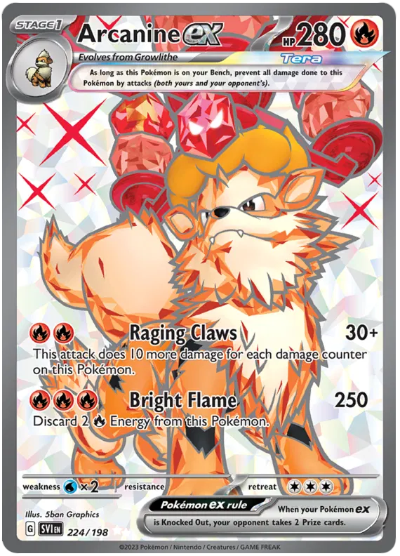 Arcanine ex 224/198 Scarlet  Violet Base Set