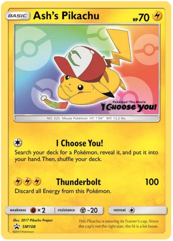 Ash's Pikachu SM108 Sun & Moon Promos