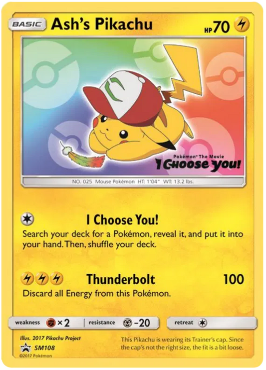Ash's Pikachu SM108 Sun & Moon Promos