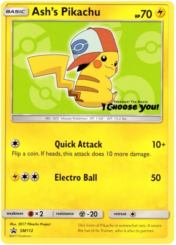 Ash's Pikachu SM112 Sun & Moon Promos