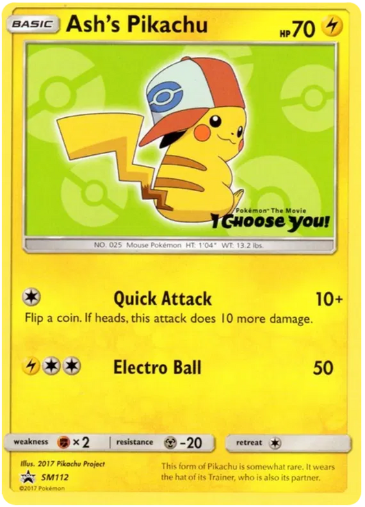 Ash's Pikachu SM112 Sun & Moon Promos