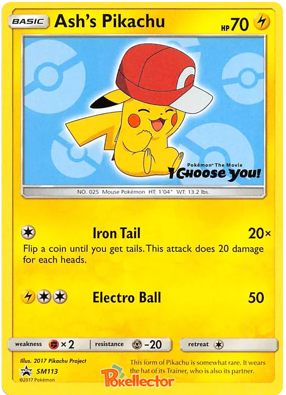 Ash's Pikachu SM113 Sun & Moon Promos