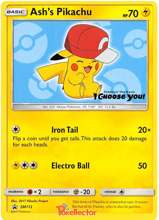 Ash's Pikachu SM113 Sun & Moon Promos