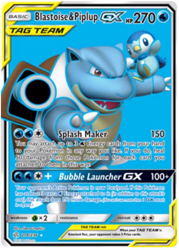 Blastoise & Piplup GX 214/236 Cosmic Eclipse