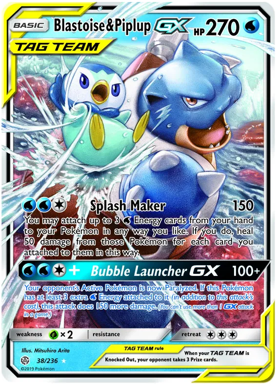 Blastoise & Piplup GX 38/236 Cosmic Eclipse