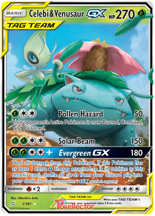 Celebi & Venusaur GX 1/181 Team Up