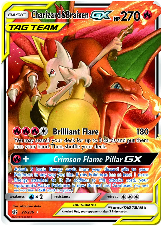 Charizard & Braixen GX 22/236 Cosmic Eclipse