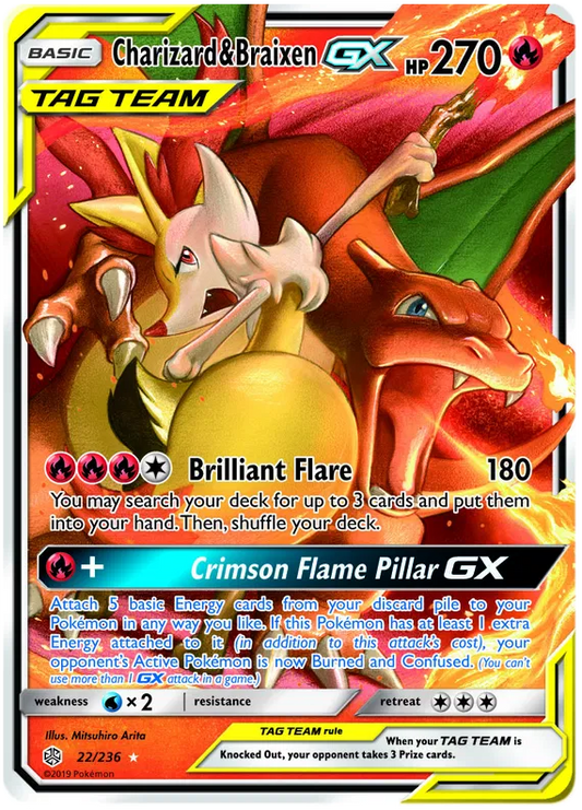 Charizard & Braixen GX 22/236 Cosmic Eclipse