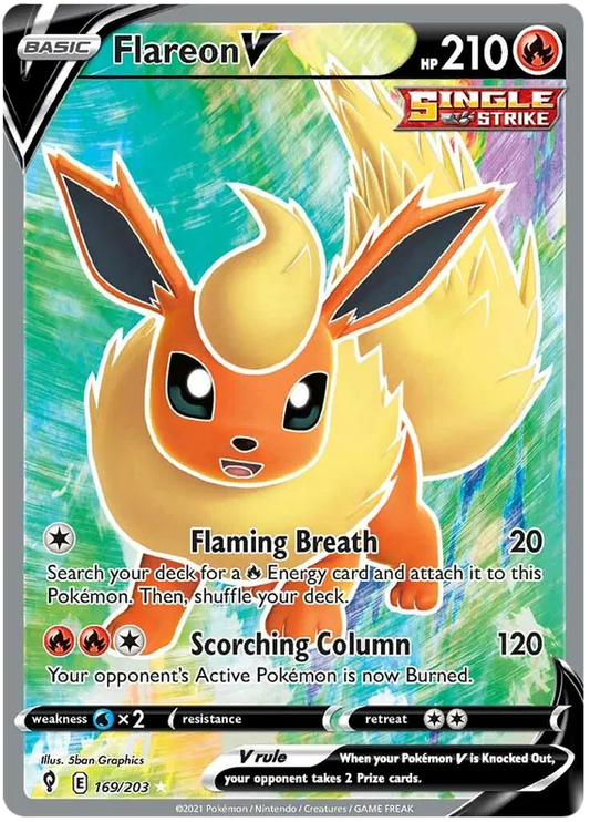 Flareon V 169/203 Sword & Shield Evolving Skies