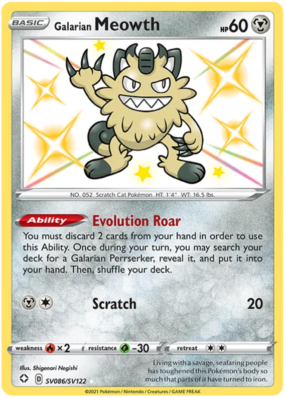 Galarian Meowth SV086/SV122 Shining Fates