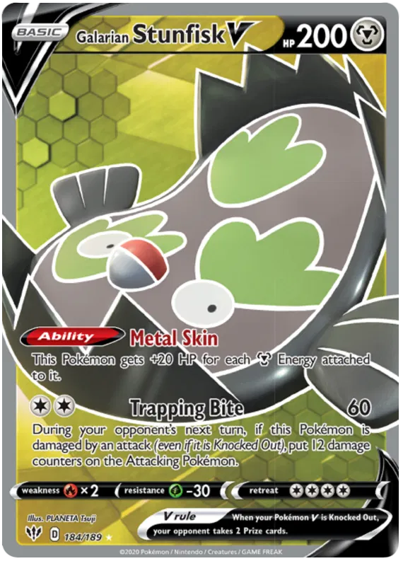 Galarian Stunfisk V 184/189 Darkness Ablaze