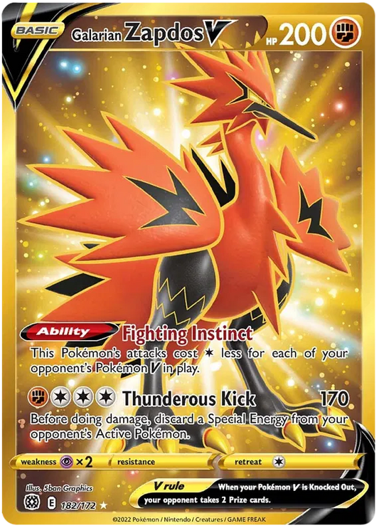 Galarian Zapdos V 182/172 Sword & Shield Brilliant Stars