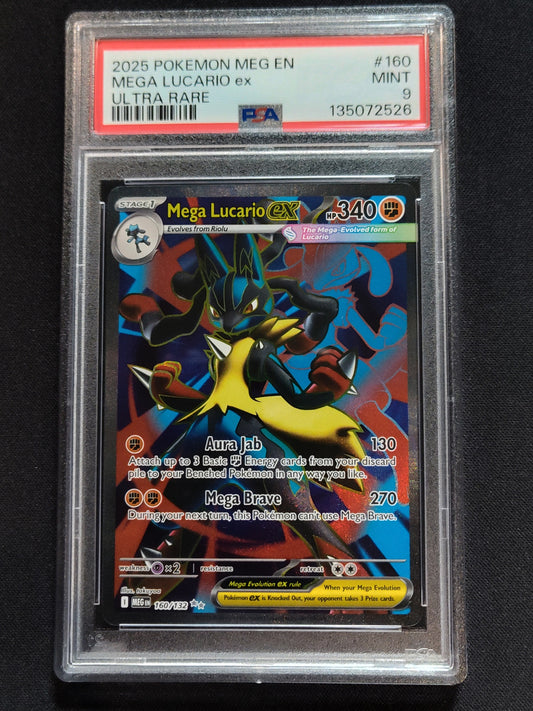 Mega Lucario ex 160/132 Mega Evolution PSA 9