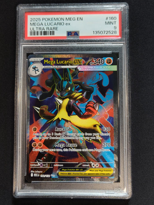 Mega Lucario ex 160/132 Mega Evolution PSA 9