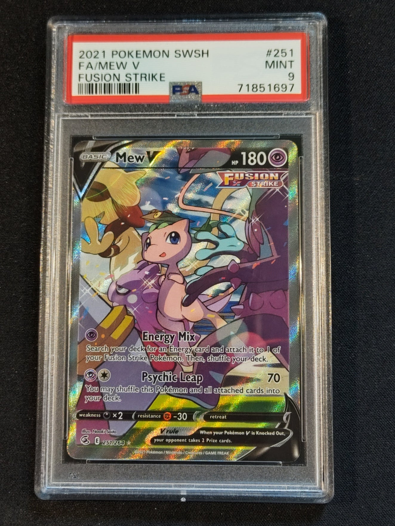 Mew V 251/264 Sword & Shield Fusion Strike PSA 9