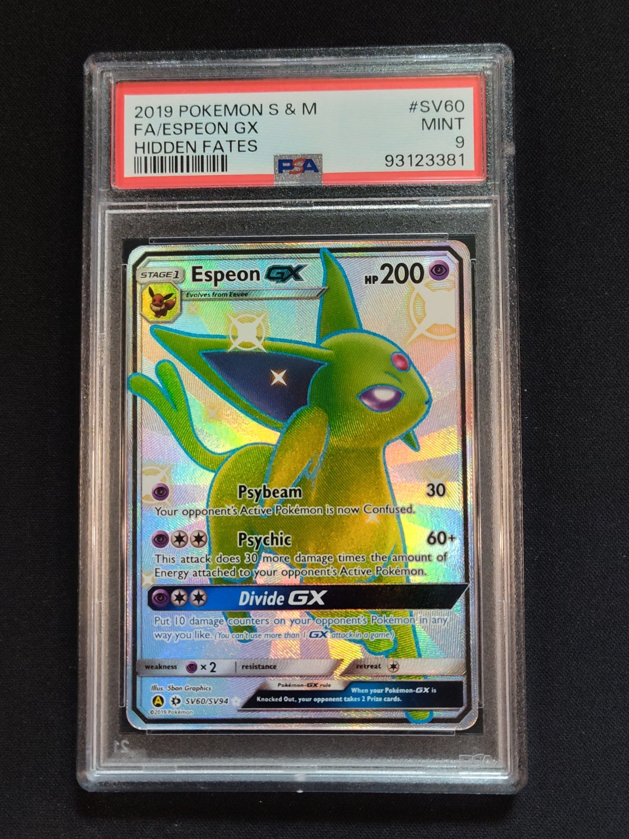 Espeon GX SV60/SV94 Hidden Fates PSA 9
