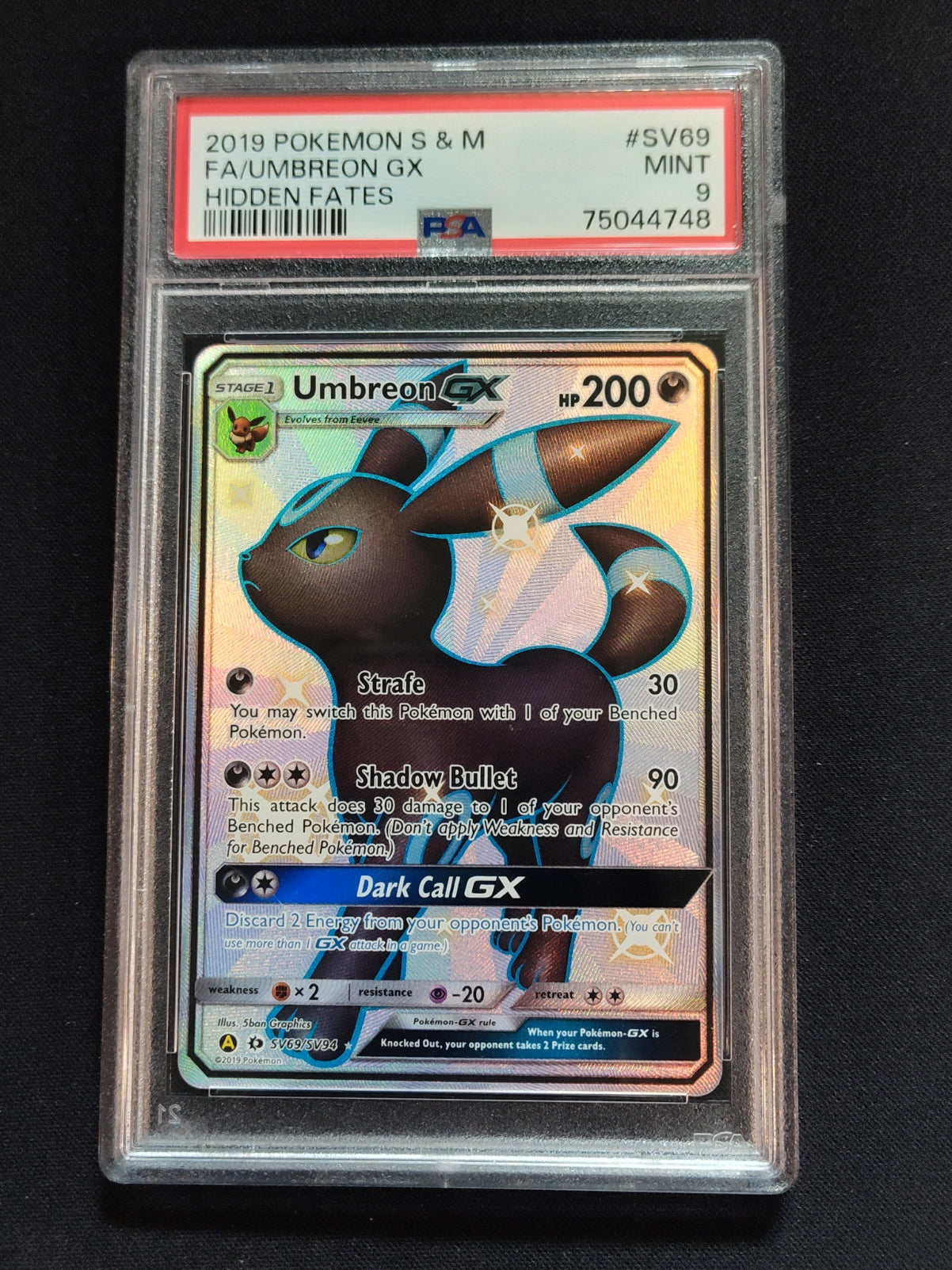 Umbreon GX SV69/SV94 Hidden Fates PSA 9