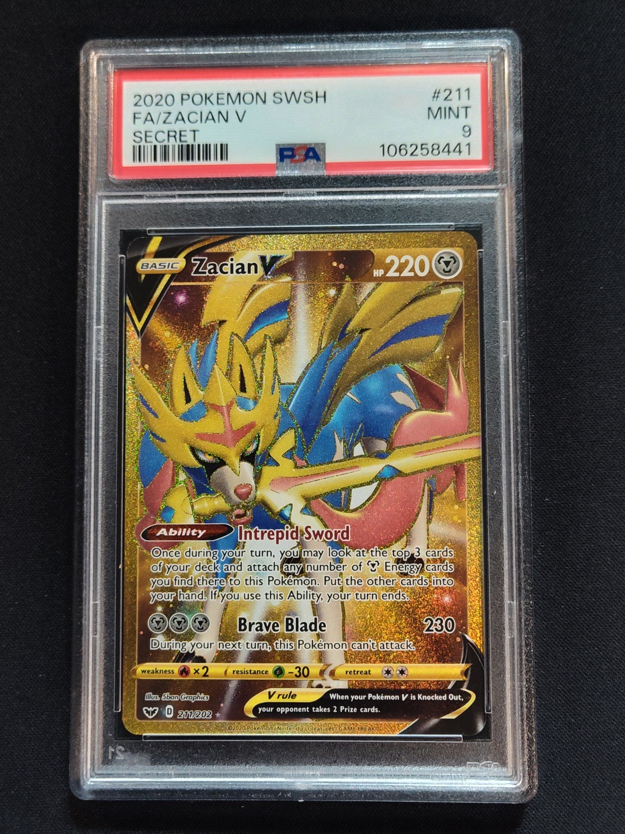 Zacian V 211/202 Sword & Shield Base Set PSA 9