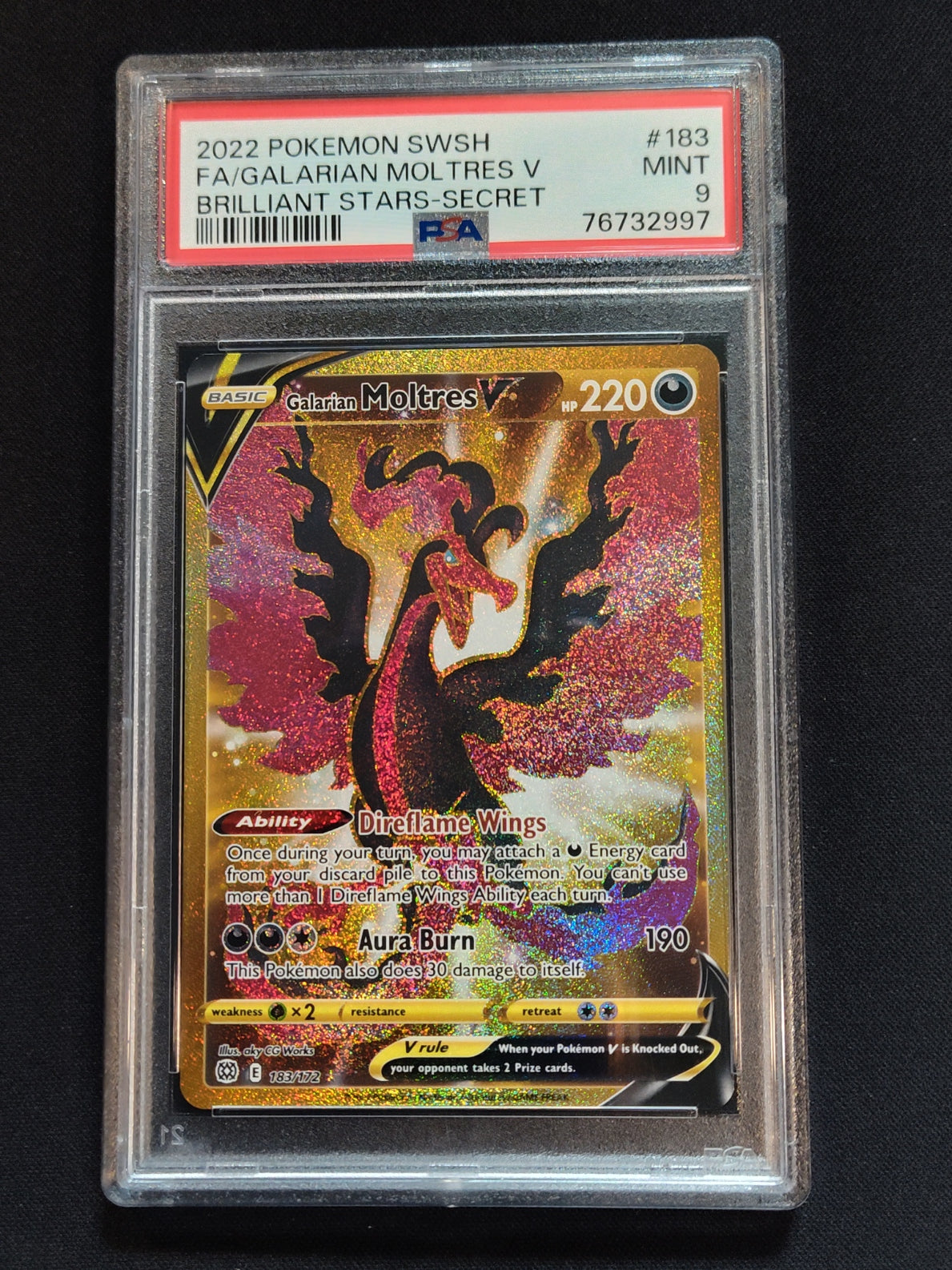 Galarian Moltres V 183/172 Brilliant Stars PSA 9