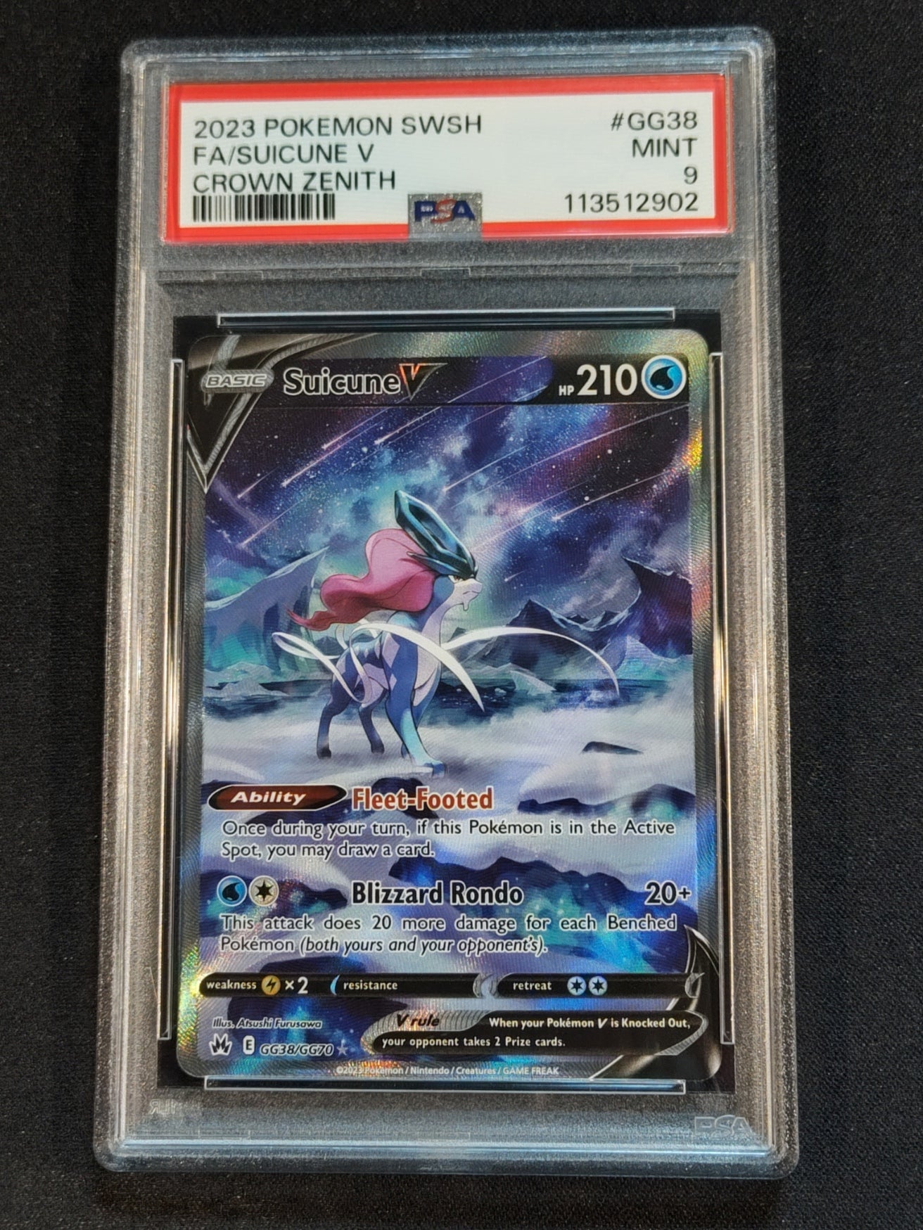 Suicune V GG38/GG70 Crown Zenith Galarian Gallery PSA 9