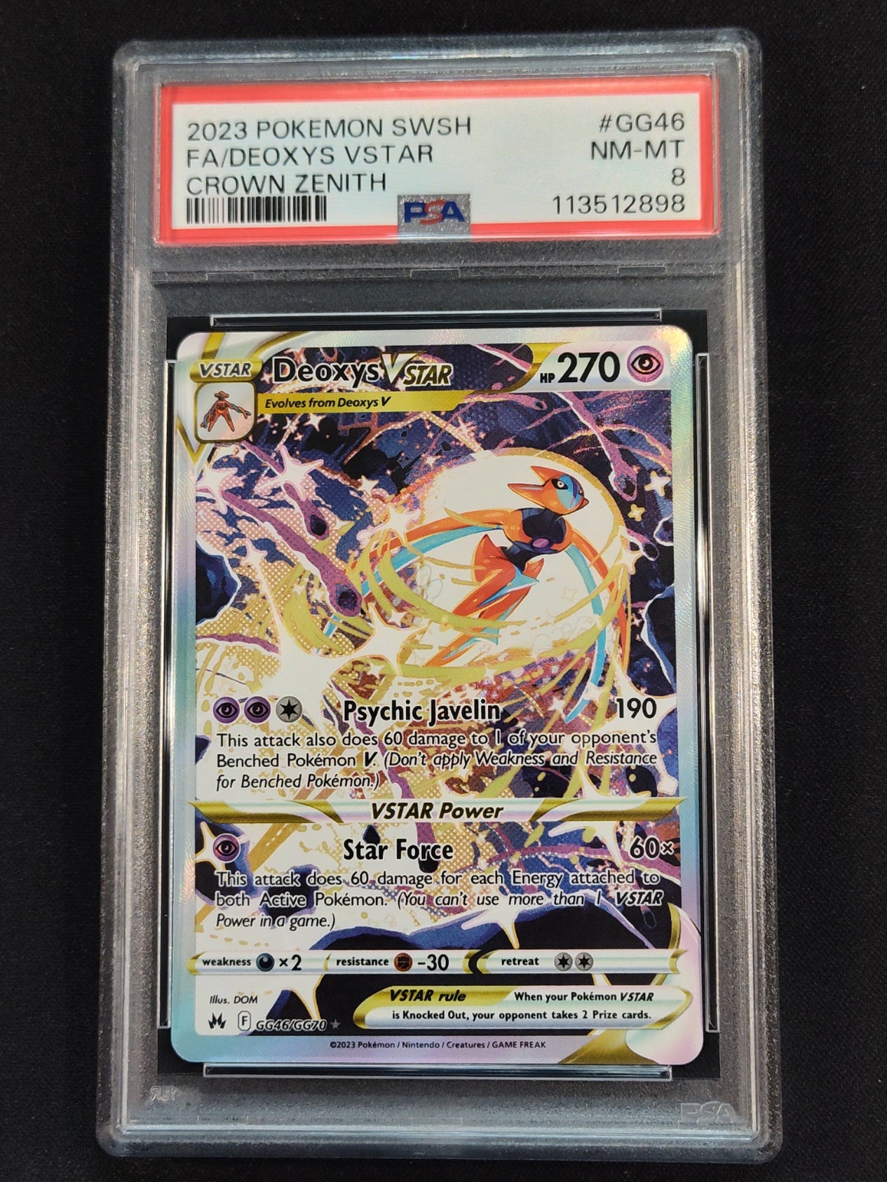 Deoxys VSTAR GG46/GG70 Crown Zenith Galarian Gallery PSA 8