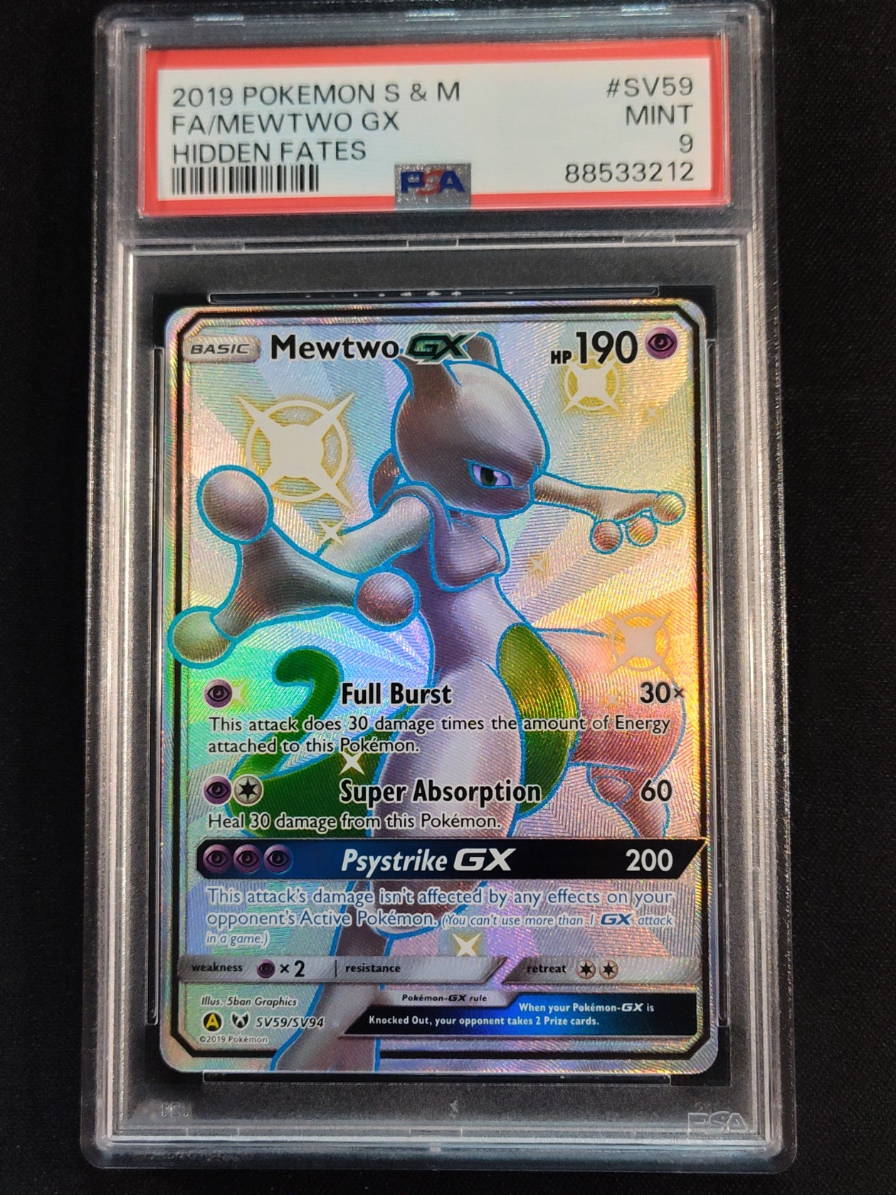 Mewtwo GX SV59/SV94 Hidden Fates PSA 9