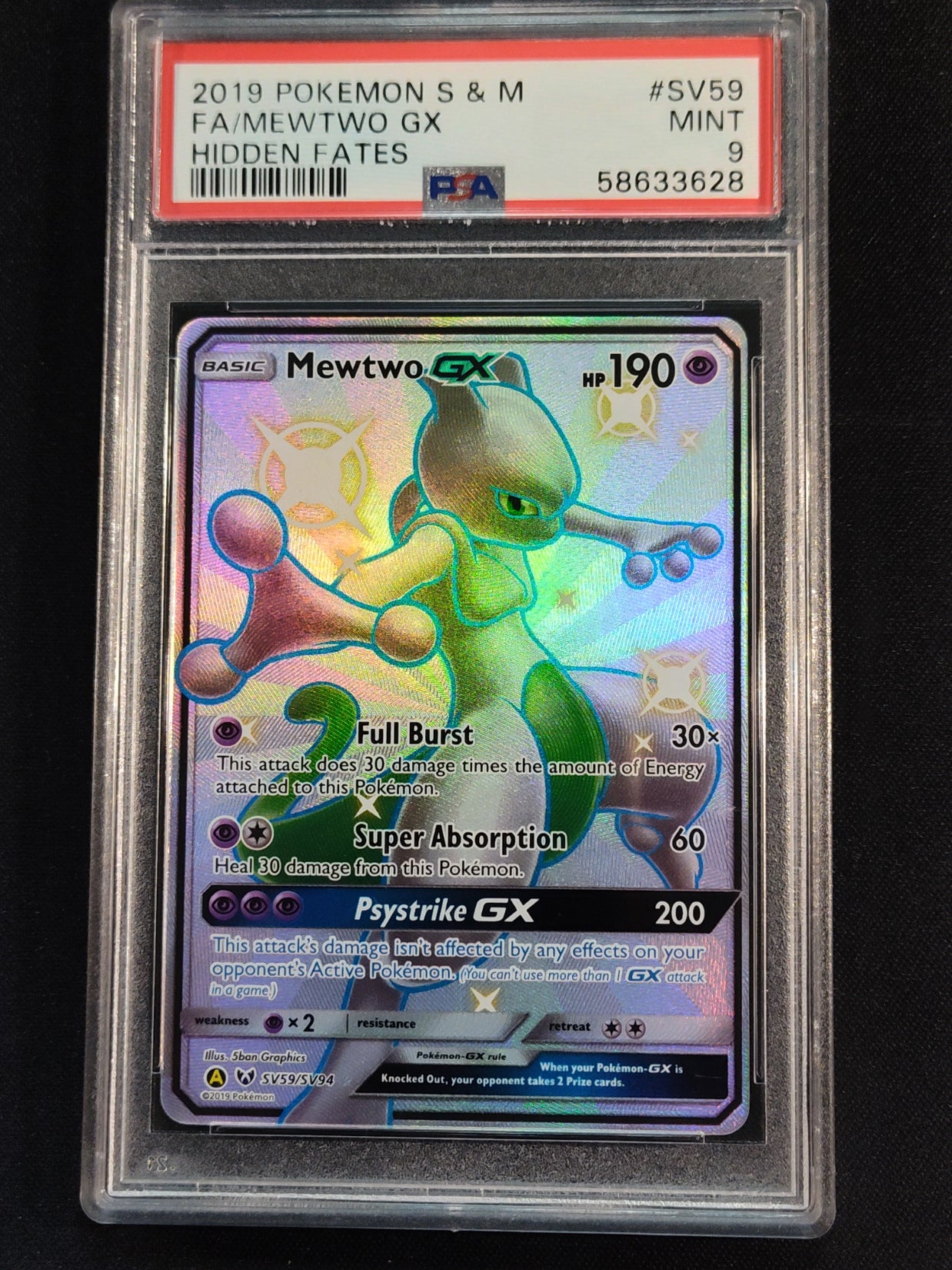 Mewtwo GX SV59/SV94 Hidden Fates PSA 9