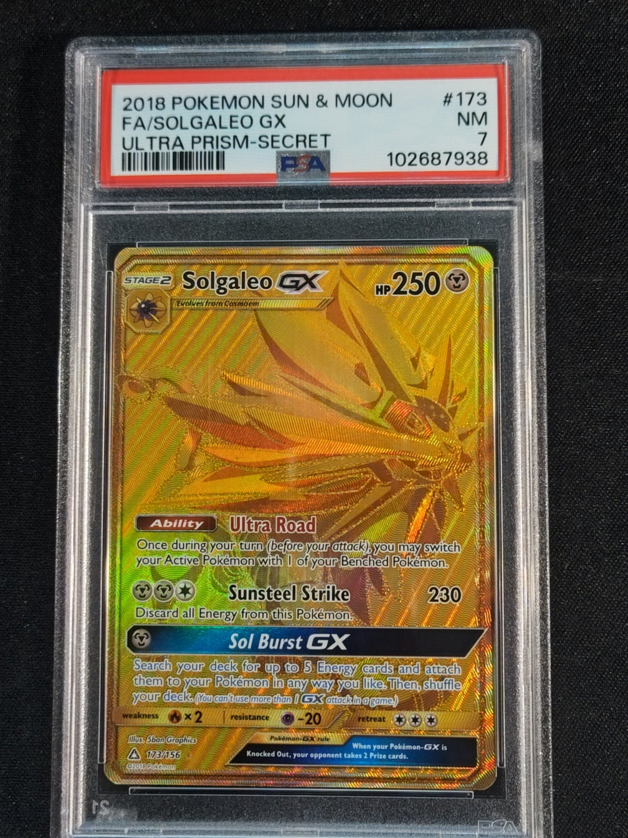 Solgaleo GX 173/156 Ultra Prism PSA 7