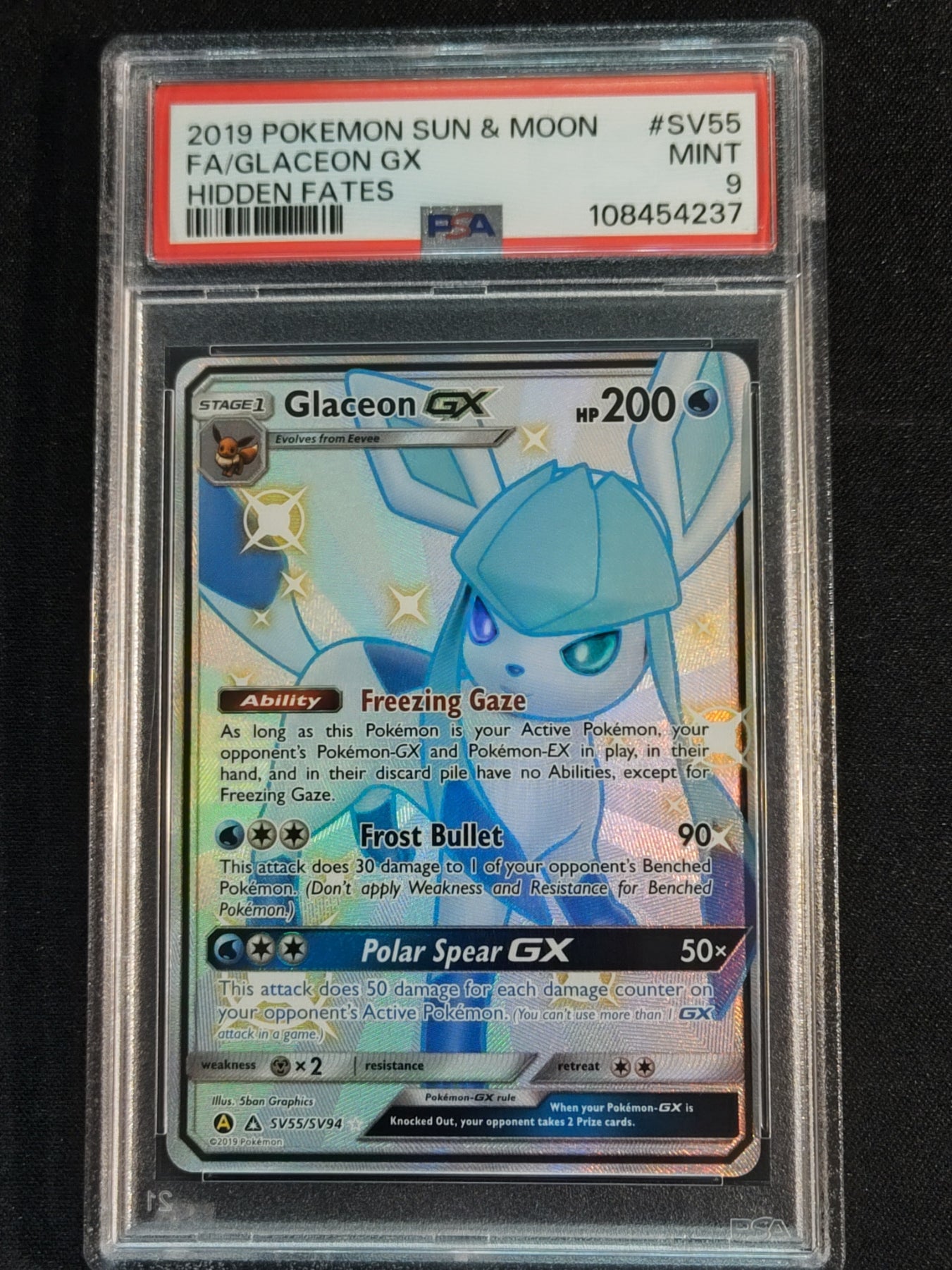 Glaceon GX SV55/SV94 Hidden Fates PSA 9