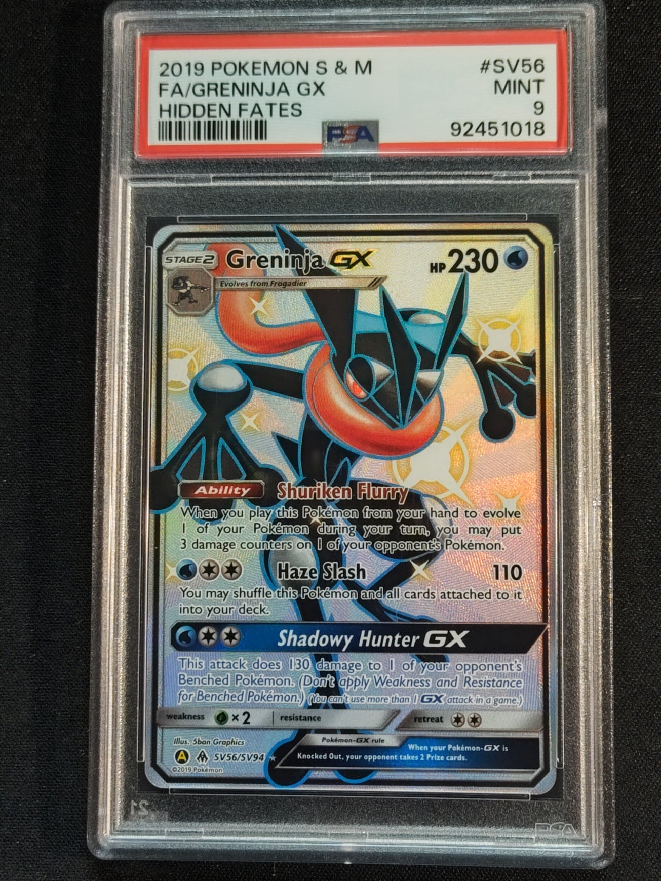 Greninja GX SV56/SV94 Hidden Fates PSA 9