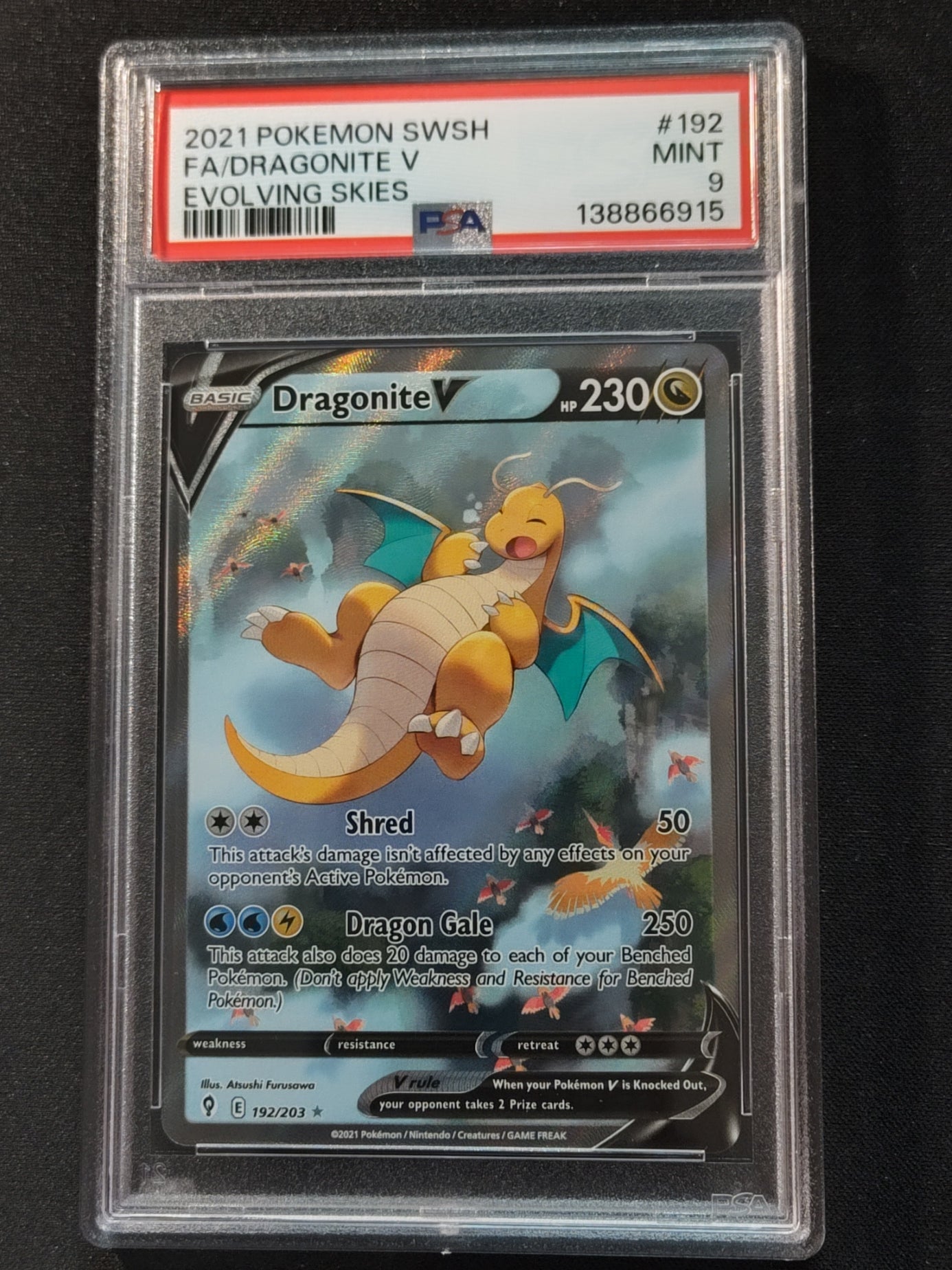 Dragonite V 192/203 Sword & Shield Evolving Skies PSA 9