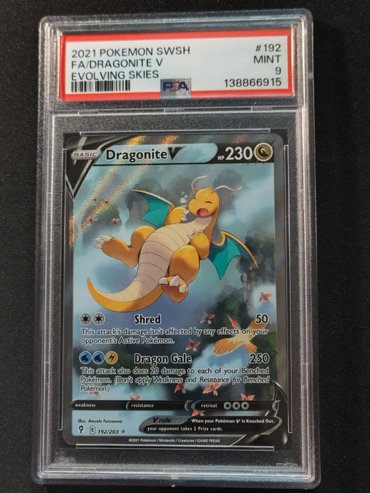 Dragonite V 192/203 Sword & Shield Evolving Skies PSA 9
