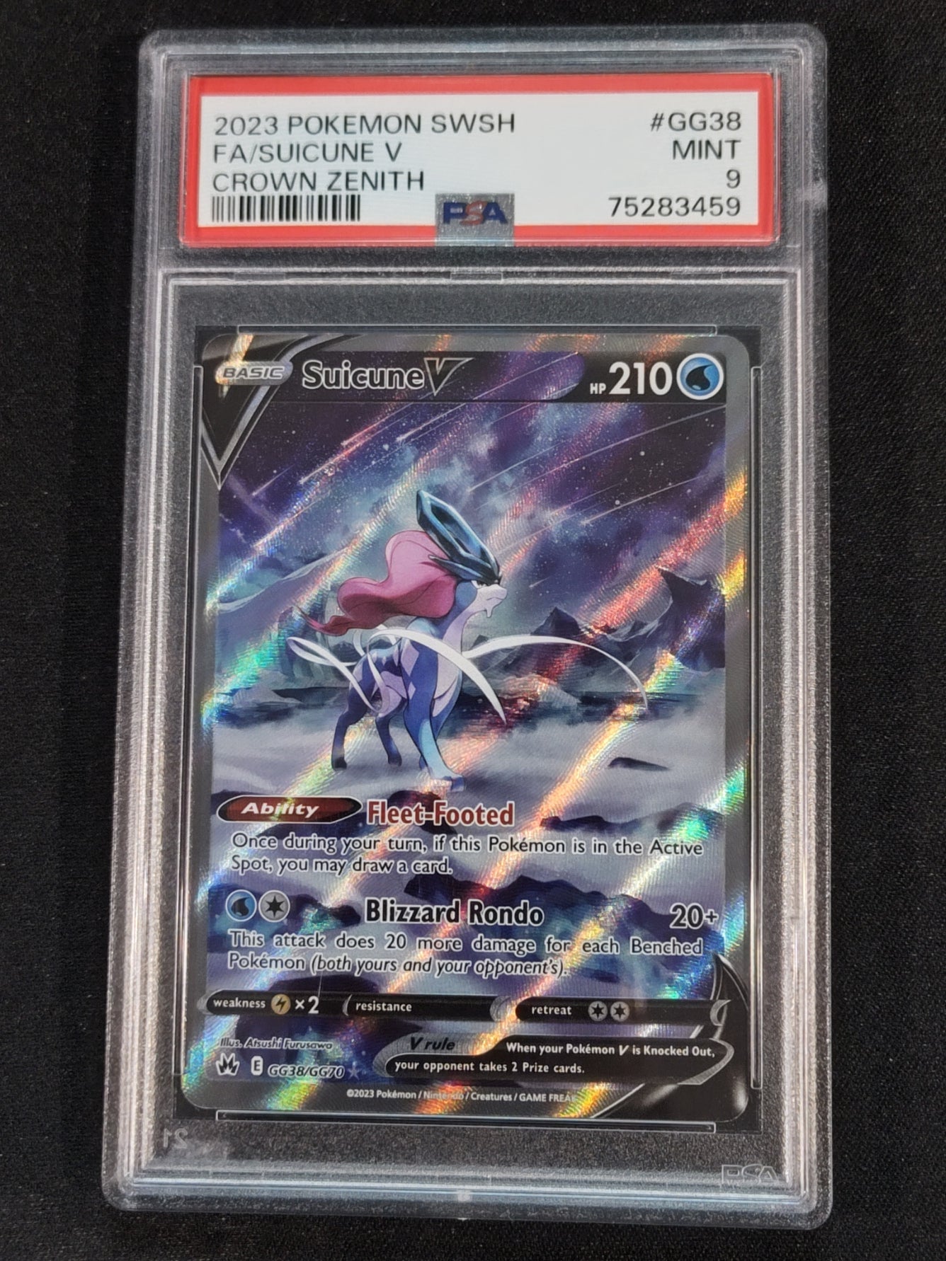Suicune V GG38/GG70 Crown Zenith Galarian Gallery PSA 9