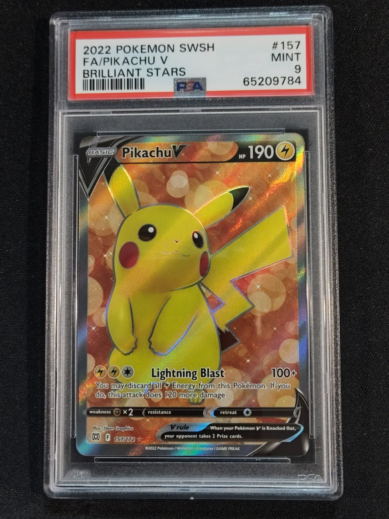 Pikachu V 157/172 Brilliant Stars PSA 9