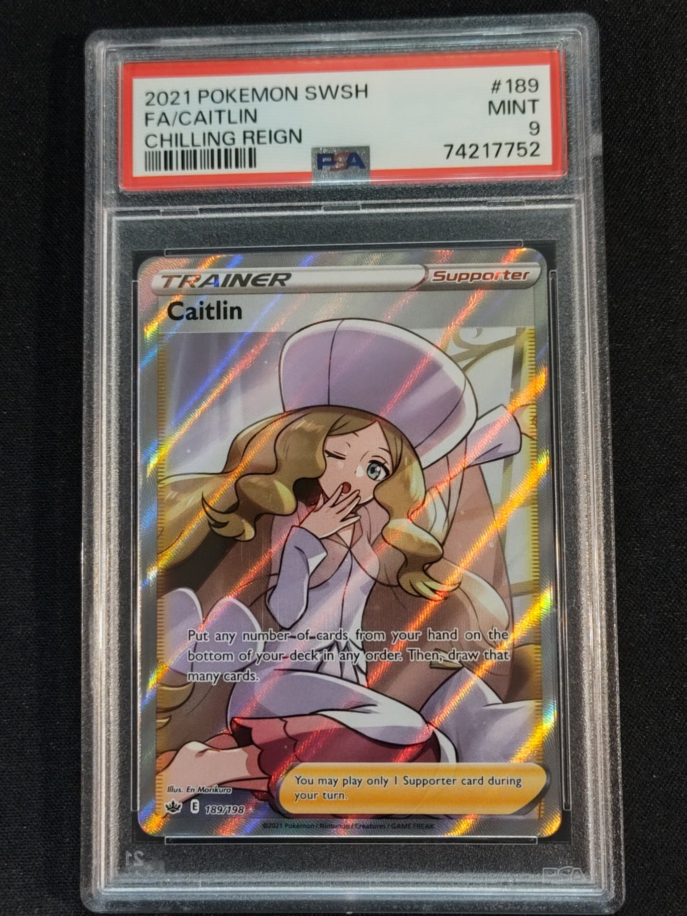 Caitlin 189/198 Sword & Shield Chilling Reign PSA 9