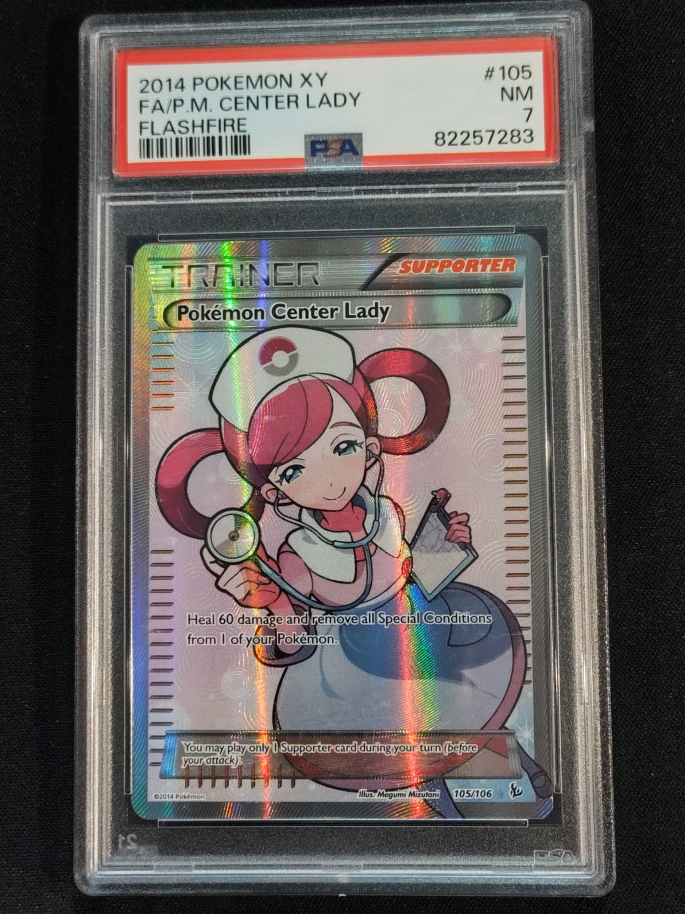 Pokemon Center Lady 105/106 Flashfire PSA 7