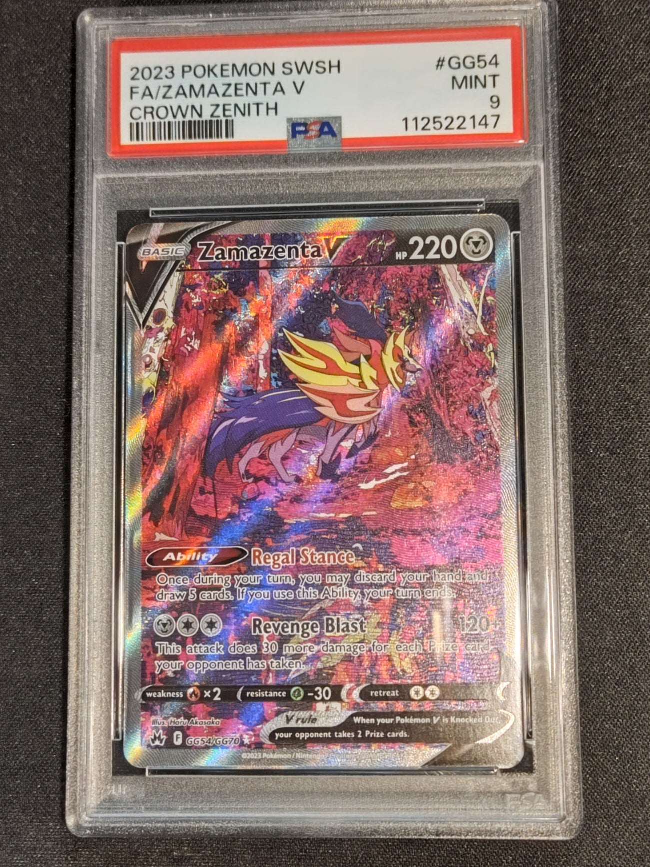 Zamazenta V GG54/GG70 Crown Zenith Galarian Gallery PSA 9