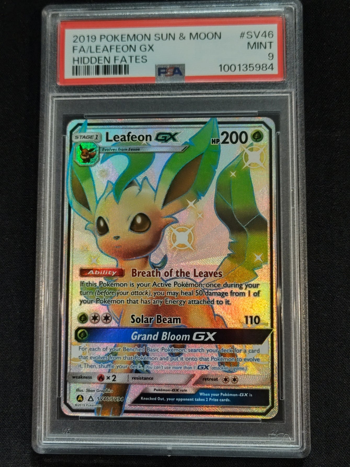 Leafeon GX SV46/SV94 Hidden Fates PSA 9
