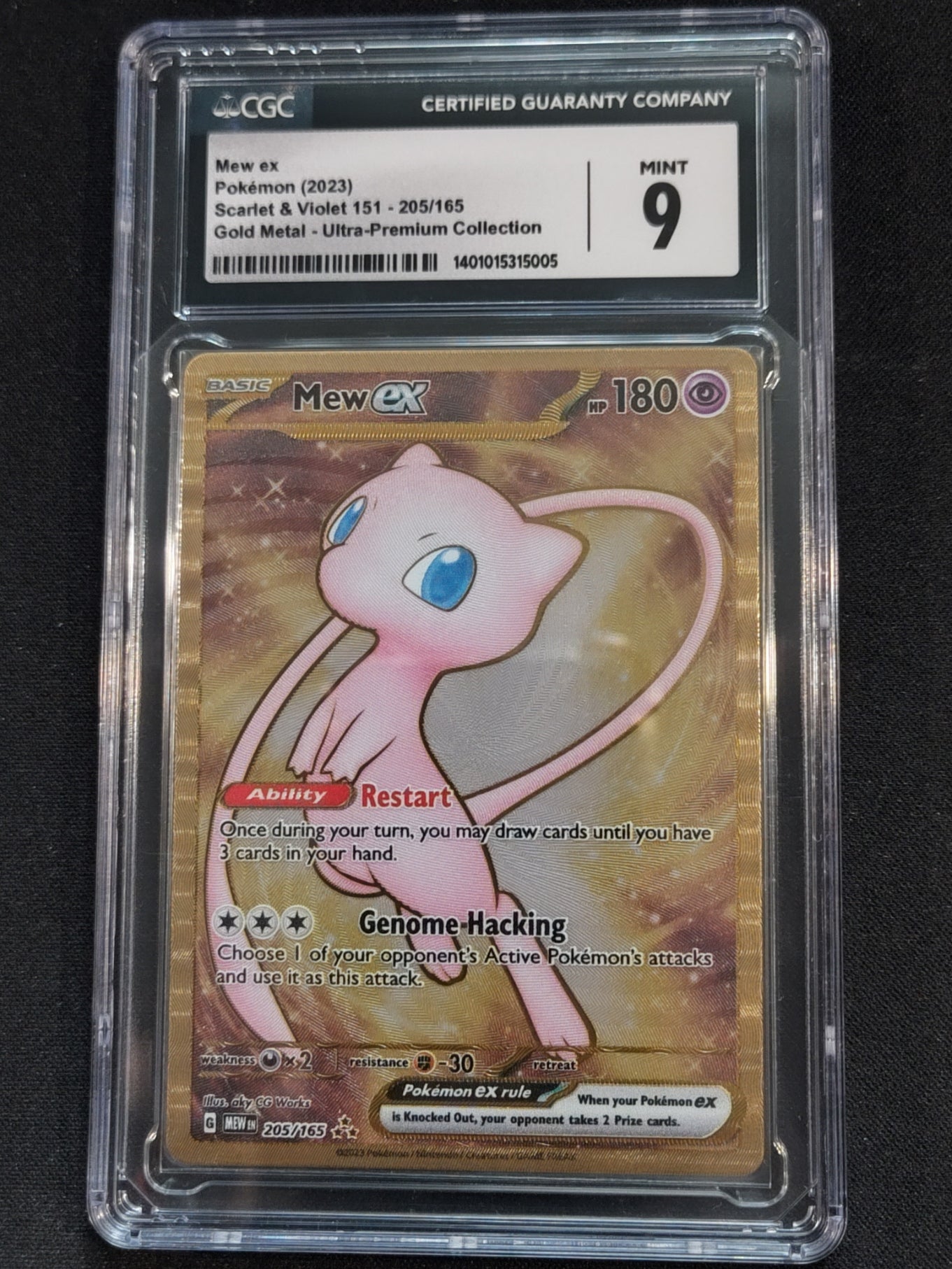 Mew ex 205/165 Scarlet & Violet 151 ( Metal Card ) Promo CGC 9