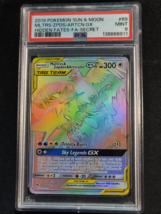 Moltres & Zapdos & Articuno GX 69/68 Hidden Fates PSA 9