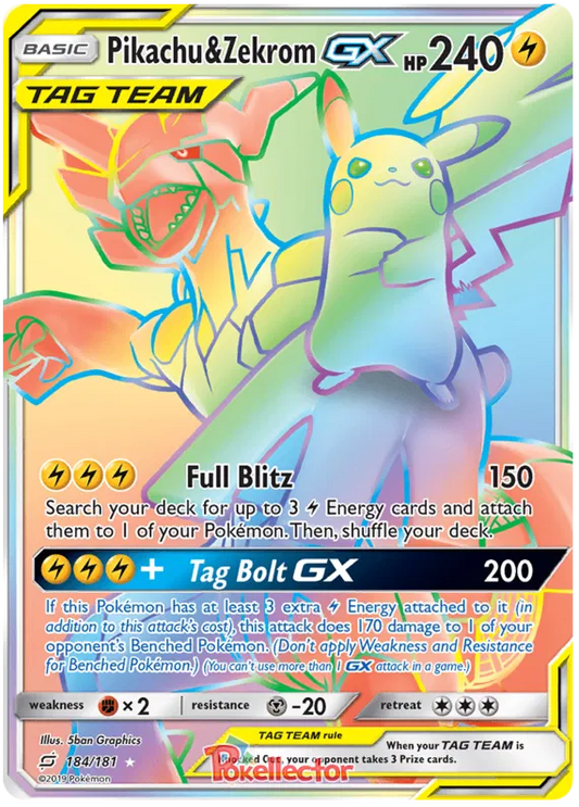 Pikachu & Zekrom GX 184/181 Team Up
